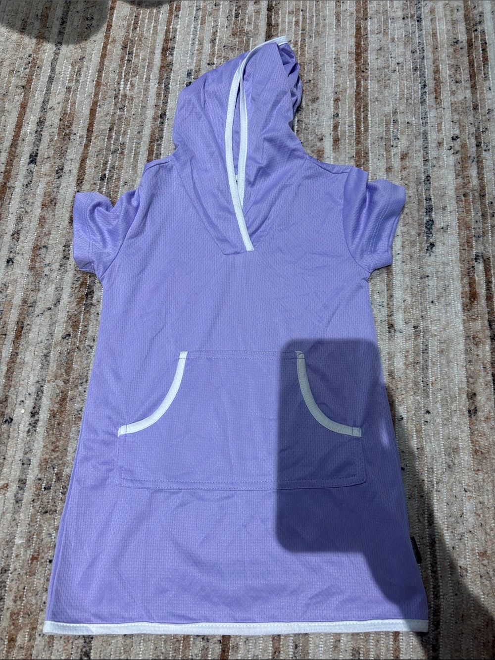 Eddie Bauer Lavender Hooded Kids Swim Cover-Up with White Trim